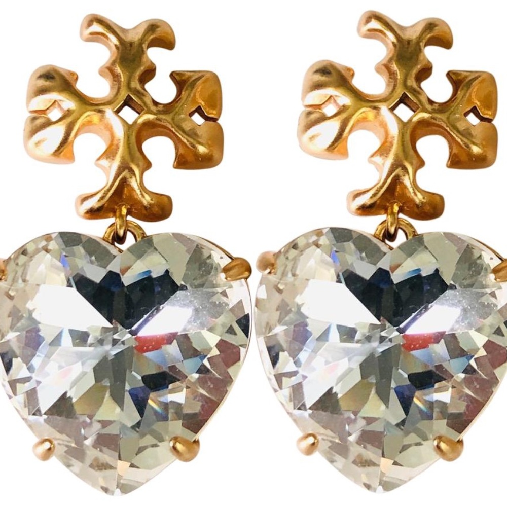 NEW Tory Burch Roxanne Clear Crystal Drop Earrings